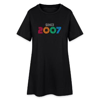 Seit 2007 | Vintage-Retro-Farbenes Jahr - Frauen T-Shirt-Kleid - Schwarz - Vorne