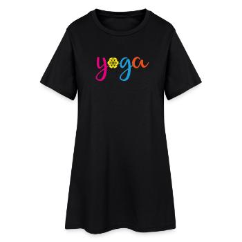 Yoga bunt Blume Lebensblume Flower of Life namaste - Frauen T-Shirt-Kleid - Schwarz - Vorne