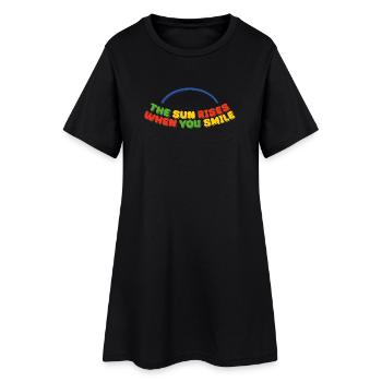 Le soleil se lève quand vous souriez - Robe T-shirt Femme - noir - Devant