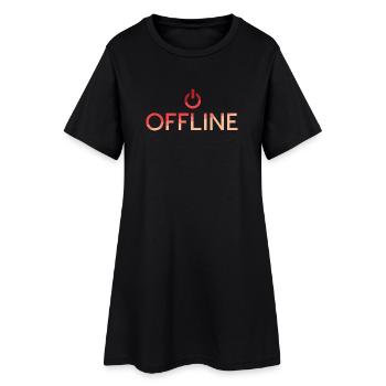 Lettrage hors ligne - bouton rouge OFF - Robe T-shirt Femme - noir - Devant