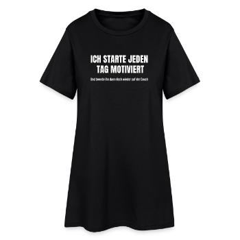 Motiviert starten, auf der Couch scheitern - Frauen T-Shirt-Kleid - Schwarz - Vorne