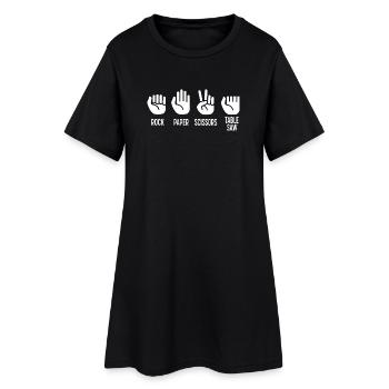 Schere Stein Papier Tischkreissäge Handwerker  - Frauen T-Shirt-Kleid - Schwarz - Vorne