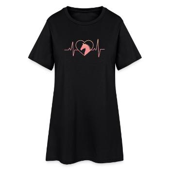 Cheval et coeur - Robe T-shirt Femme - noir - Devant