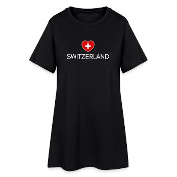 Cœur Suisse, j’aime la Suisse - Robe T-shirt Femme - noir - Devant