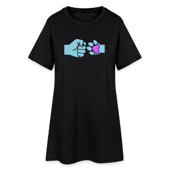 Faust Pfote Check Team - Frauen T-Shirt-Kleid - Schwarz - Vorne