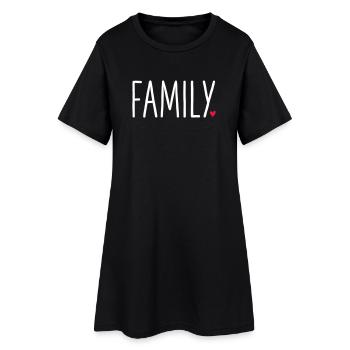 Text design sister with a little red heart - Women’s T-Shirt Dress - black - Front