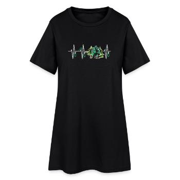 Forest Heartbeat Trees Symbol Pulse ECG icon Graphic - Women’s T-Shirt Dress - black - Front