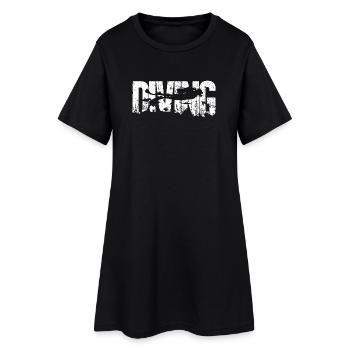 Distressed Bold Typography mit Silhouette - Frauen T-Shirt-Kleid - Schwarz - Vorne