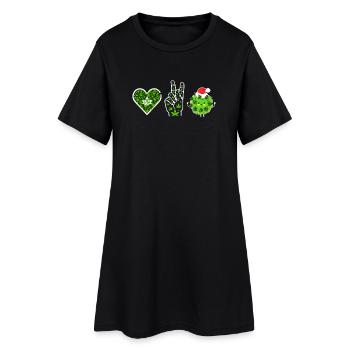 Amour, Paix et Bonheur / Joyeux Noël - Robe T-shirt Femme - noir - Devant