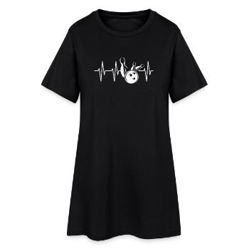 Symbole de battement de cœur Bowling Skittles Icône Spare Strike - Robe T-shirt Femme - noir - Devant