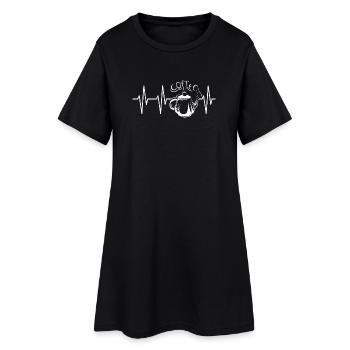 Cafetière rétro vintage coeur battement cafetière - Robe T-shirt Femme - noir - Devant