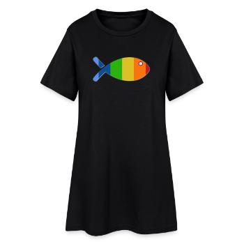 POISSON. POISSON D'AVRIL. VACANCES. ETE. HUMOUR - Robe T-shirt Femme - noir - Devant
