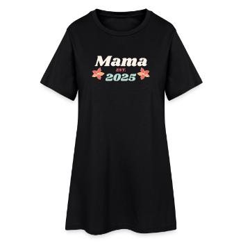 Mama Est 2025 Je vais être maman style rétro - Robe T-shirt Femme - noir - Devant