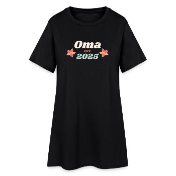 Oma Est 2025 Ich werde Großmutter Retro Style - Frauen T-Shirt-Kleid - Schwarz - Vorne