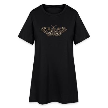 Papillon vintage – Fleurs noires et dorées - Robe T-shirt Femme - noir - Devant