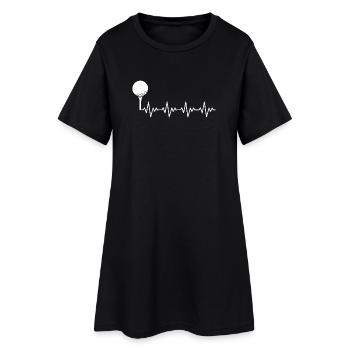 Golf Golfer Golf Ball ECG Heartbeat Heart Rate - Women’s T-Shirt Dress - black - Front