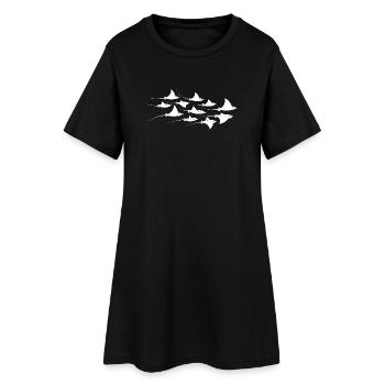 Raie manta, raie diable, raie pastenague, plongeur - Robe T-shirt Femme - noir - Devant