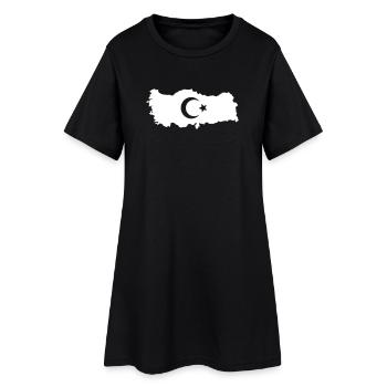 Contour of Turkey with Crescent Moon Star - Women’s T-Shirt Dress - black - Front