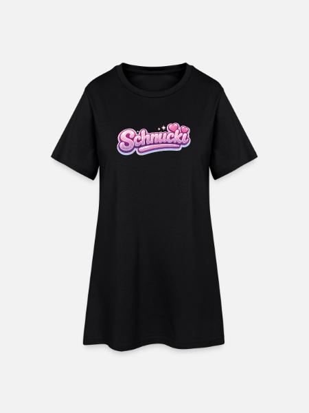 Schnucki Pink Bubble Schrift - Frauen T-Shirt-Kleid - Schwarz