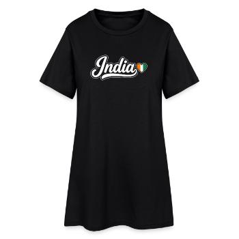 Écriture indienne avec cœur de drapeau patriotique - Robe T-shirt Femme - noir - Devant