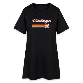 Vintage 86 anniversaire rétro - Robe T-shirt Femme - noir - Devant