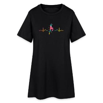 Boulderer heartbeat Bouldering Bouldering - Women’s T-Shirt Dress - black - Front