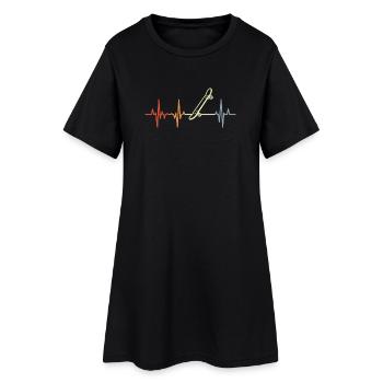 Battement de cœur rétro à skateboard - Robe T-shirt Femme - noir - Devant