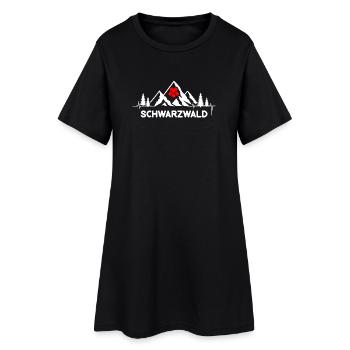 Schwarzwald mit Herzschlag und Herz Hut Berge - Frauen T-Shirt-Kleid - Schwarz - Vorne