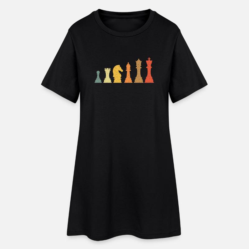 Chess Evolution Vintage Retro - Women’s T-Shirt Dress - black