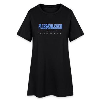 Fliesenleger Design - Frauen T-Shirt-Kleid - Schwarz - Vorne