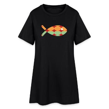 POISSON. POISSON D'AVRIL. VACANCES. ETE. HUMOUR - Robe T-shirt Femme - noir - Devant