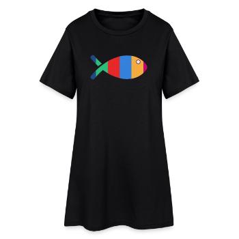 POISSON - Robe T-shirt Femme - noir - Devant