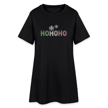 hohoho schneekristall Pixel Winter Weihnachten - Frauen T-Shirt-Kleid - Schwarz - Vorne