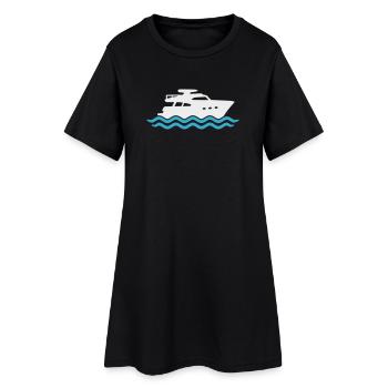 Yacht Silhouette Motorboot - Frauen T-Shirt-Kleid - Schwarz - Vorne
