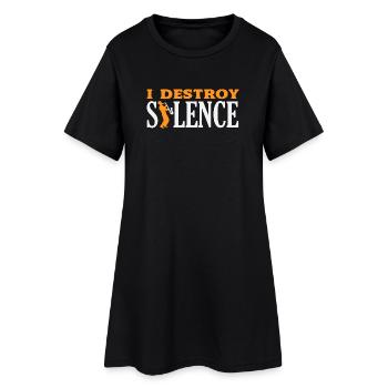 Je détruis le silence, saxophoniste drôle - Robe T-shirt Femme - noir - Devant