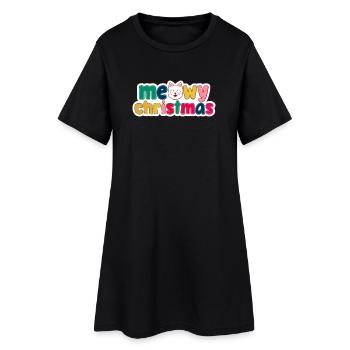 Noël chat - Noël miaulé - Robe T-shirt Femme - noir - Devant