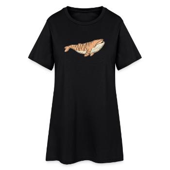 baleine tachetée vintage cartoon rayures Tigrée - Robe T-shirt Femme - noir - Devant