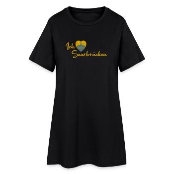 Ich liebe Saarbrücken - Schriftzug - Frauen T-Shirt-Kleid - Schwarz - Vorne