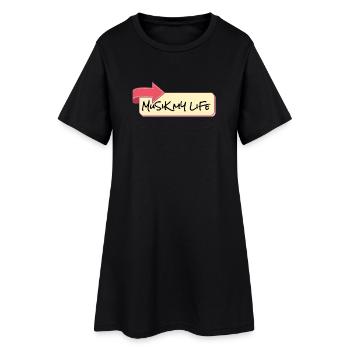 Musik Mein Leben Schriftzug - Frauen T-Shirt-Kleid - Schwarz - Vorne