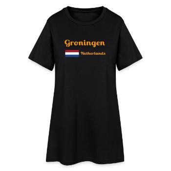 Groningen Niederlande - Stilvolle Drucke - Frauen T-Shirt-Kleid - Schwarz - Vorne