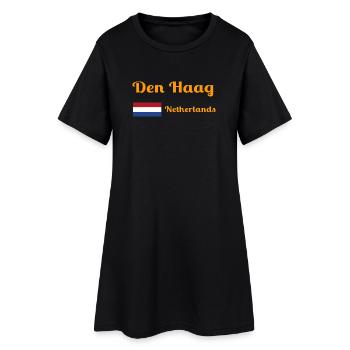 Den La Haye, Pays-Bas - Imprimés élégants - Robe T-shirt Femme - noir - Devant