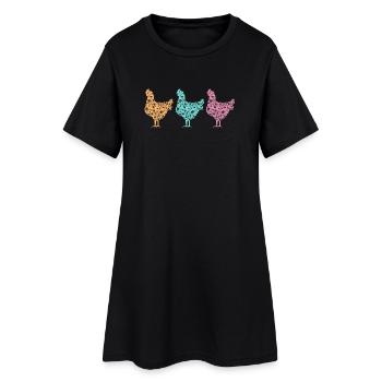 Fans de poulet - Coq - Coq - Poulet fleur - Bio - Robe T-shirt Femme - noir - Devant