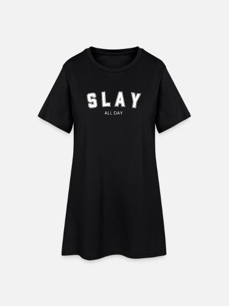 SLAY ALL DAY (white) Trikot Design - Frauen T-Shirt-Kleid - Schwarz