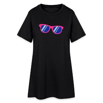 Lunettes de soleil roses, bleu, Pop Art rétro - Robe T-shirt Femme - noir - Devant