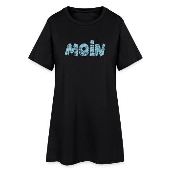 Moin (Vintage Hellblau) Norddeutscher Gruß - Frauen T-Shirt-Kleid - Schwarz - Vorne