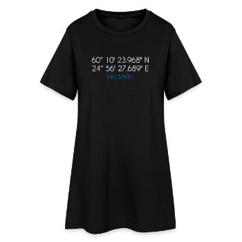 Helsinki Finnland Koordinaten - Frauen T-Shirt-Kleid - Schwarz - Vorne
