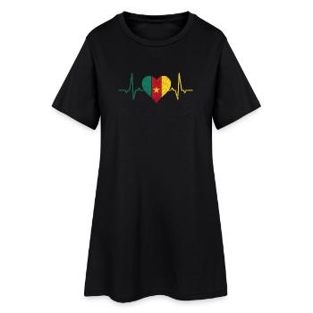 Kamerun Herzschlag - Frauen T-Shirt-Kleid - Schwarz - Vorne