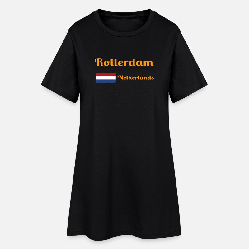 Rotterdam Pays-Bas - Imprimés élégants - Robe T-shirt Femme - noir