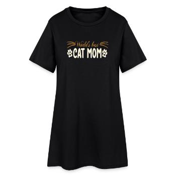 Motif Kat Mom avec empreinte de patte - Robe T-shirt Femme - noir - Devant