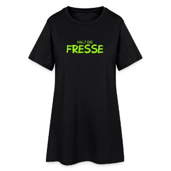 Halt die Fresse - Cooler Spruch - Frauen T-Shirt-Kleid - Schwarz - Vorne